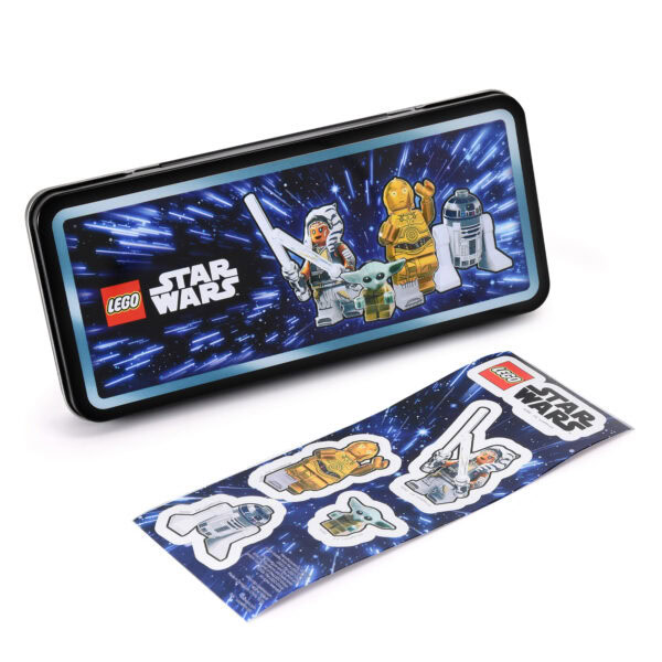 LEGO Star Wars accessoires de décoration, stickers et boîte de rangement pour fans de la saga, idéal pour personnaliser et décorer la chambre des enfants avec des thèmes galactiques.