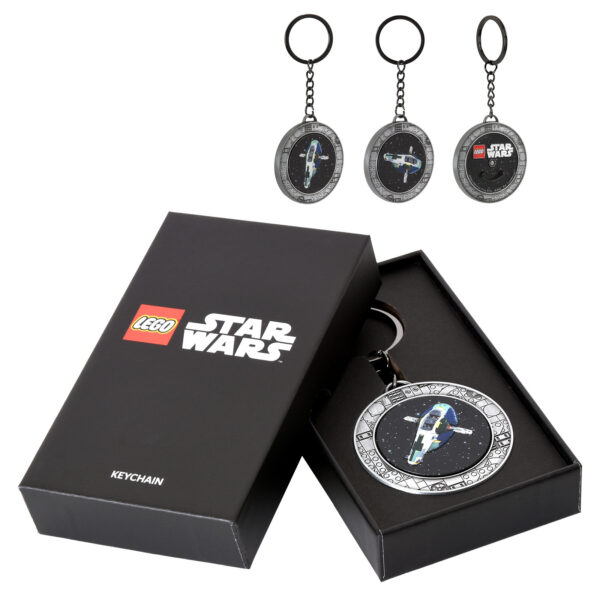 Lunettes de soleil LEGO Star Wars avec porte-clés assortis, parfaites pour les fans de la saga, disponibles dans une boîte élégante pour un cadeau authentique.