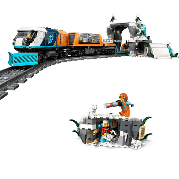 Lego train de montagne avec locomotive et wagons, accessoires pour enfants, construction créative et jeux éducatifs, jouets de haute qualité pour petits explorateurs.
