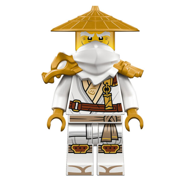 HOTH BRICKS figurine Lego inspirée de Samouraï avec masque, épée et chapeau traditionnel en briques de construction LEGO pour collection et jeu créatif.