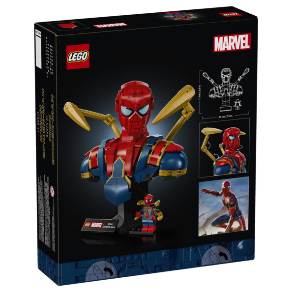 Lego Marvel Spider-Man Iron Spider bust en briques de construction, édition spéciale, modèle de collection pour fans, avec figurine mini poupée et design détaillé, parfait pour les collectionneurs.