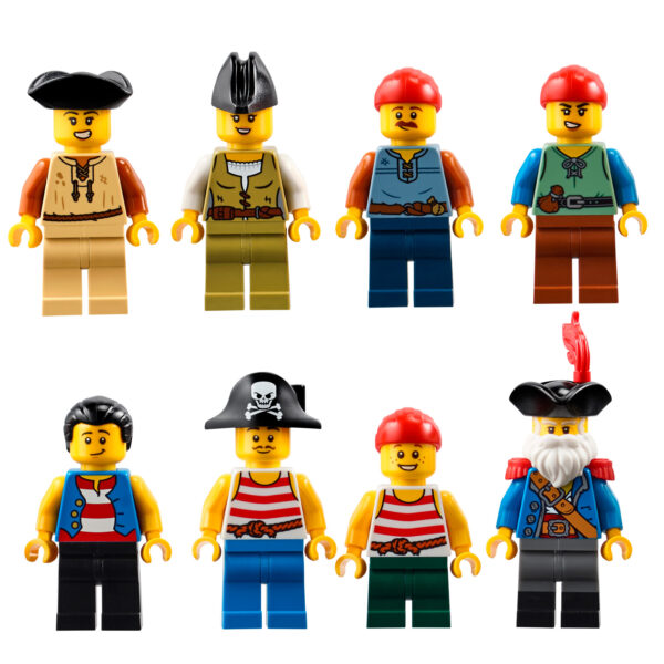 Mini figurines LEGO pirates et corsaires, personnages de l'univers Lego Pirates, idéaux pour jeux créatifs et collection, avec accessoires et détails authentiques.