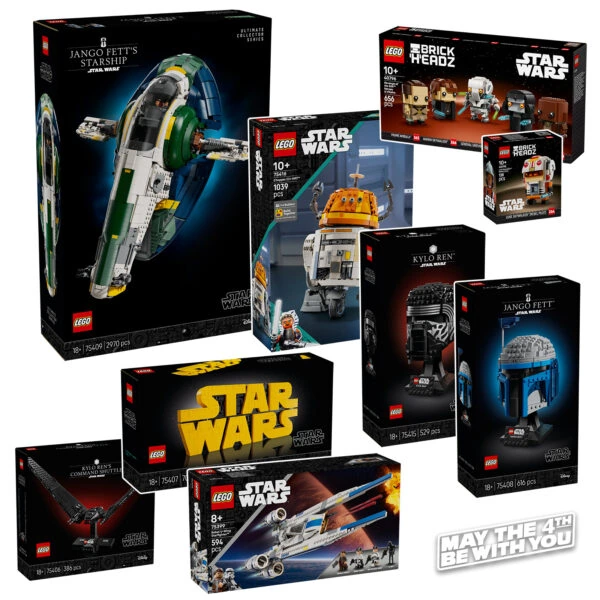 LEGO Star Wars ensemble de sets avec vaisseaux et figurines en briques pour collectionner, parfait pour les fans de science-fiction et de construction créative.
