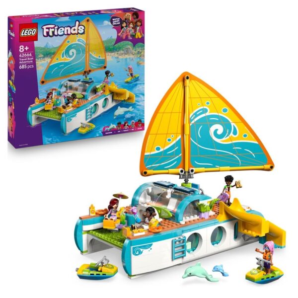 Véritable navire de plaisance pour enfants en LEGO Friends avec voilier, experience de vacances, accessoires marins, pour jeux créatifs et imaginatifs.
