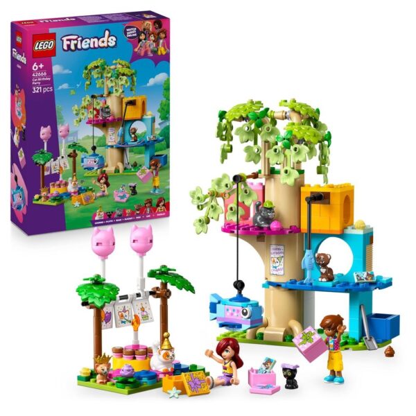 Châteaux LEGO Friends avec arbres et figurines d'animaux pour enfants à partir de 6 ans.