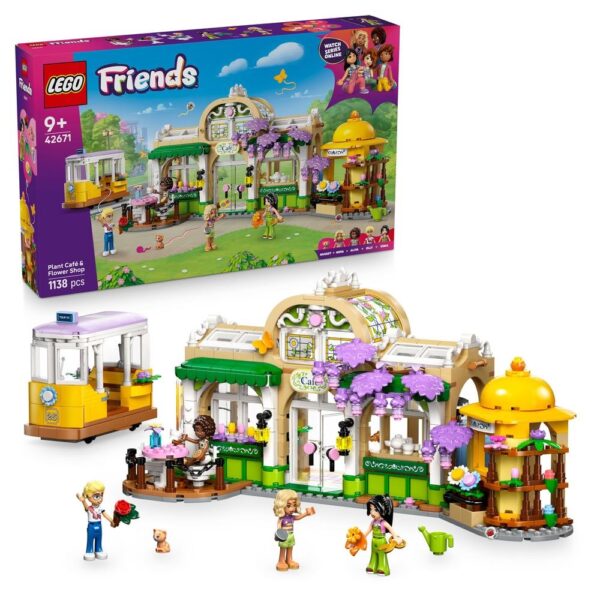 Lego Friends Plant Café & Flower Shop, set de construction pour enfants avec 1138 pièces et mini-figurines, idéal pour les jeux créatifs et l'aménagement de boutiques florales.