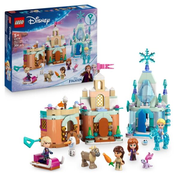 Mini château de glace Disney Frozen, construction en briques LEGO avec princesses Elsa et Anna, figurines de personnages, pièce de jeu glacée, parfait pour enfants à partir de 5 ans.