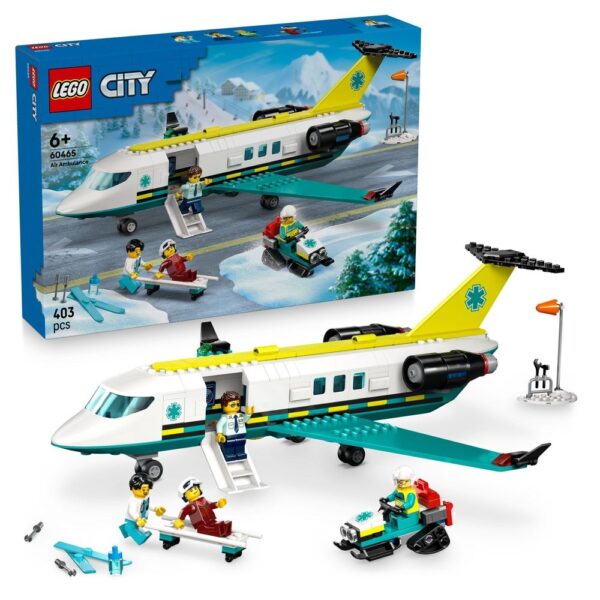 Lego City Hoth Bricks jouet avec avion ambulance, accessoires de secours, et figurines pour enfants, parfait pour la construction et le jeu créatif autour d’urgences médicales dans un contexte hivernal.