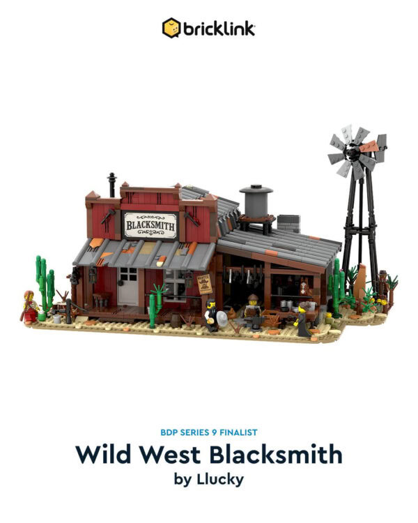 1. Minutieux modèle LEGO Western Western Blacksmith avec personnages et accessoires, parfait pour collectionneurs fans de Lego et d’histoire de l’Ouest sauvage.