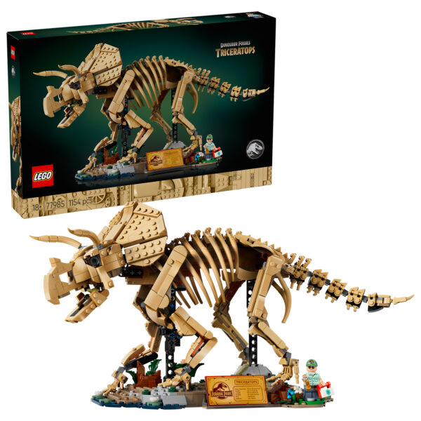 Novo conjunto LEGO Jurassic World 2026: 77985 Fósseis de Dinossauro: Triceratops