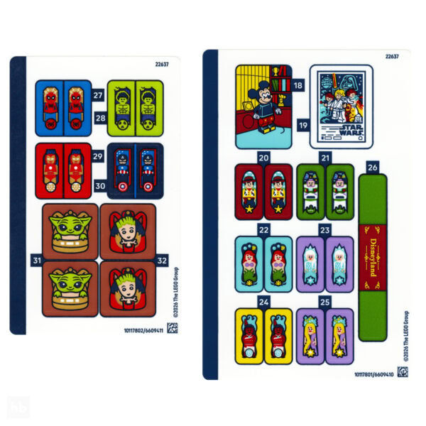 Foglio di adesivi 2 per il set Lego Disney 43302 Main Street USA.